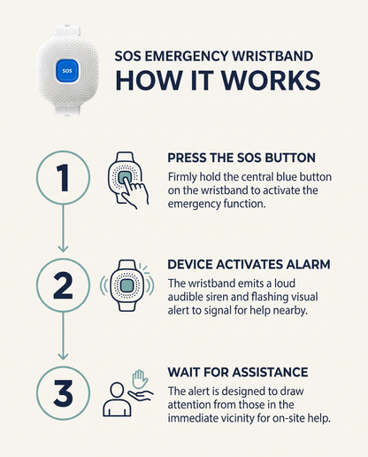 SOS Wristband with Alarm and Family Alert